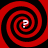 Four red and black spiral patterns arranged in a , each containing a white question mark at the center