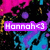 Pixelated icon with purple banner displaying 'Hannah' text and a heart symbol, set against a colorful abstract background of pink, blue, and black pixels.