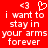 Red background with white pixelated text reading 'i want to stay in your arms forever' and three heart symbols, two of which are <3 and one is a hollow heart.
