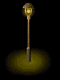 Animated streetlamp icon with glowing light, dark background, and yellow ground glow.