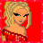 Pixelated character with blonde hair in red off-shoulder dress, white skirt, and high heels on red background with text "im so red HOT" and heart eyes emoticon.