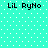 Cyan background with white dot pattern and four identical black text instances reading "LiL RyNo" arranged in a