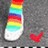 A vertical rainbow gradient icon with a white base and red heart symbol on gray background.