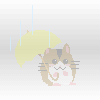 A small animated icon shows a hamster holding a yellow umbrella under falling blue raindrops, with subtle animation changes across frames.