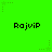 Green background with repeated 'RajviP' text and star patterns in pixelated style.
