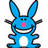 Blue cartoon rabbit with pink nose and white belly, smiling widely with arms raised; black text "you suck" above and "big time." below on white background.