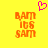 Yellow background with orange pixelated text 'BAM IBS SAM' on left and right, pink heart symbol above center.