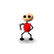 Pixelated character with beige head, black eyes, red torso, and black limbs in multiple poses on gray background.