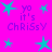 A static image with a bright pink background featuring cyan stars and purple text reading "yo it's ChriSSy" in multiple repeated sections.