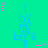 A static image with a bright cyan background featuring repeated blue text and pink star-shaped pixel clusters.