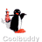 Animated contact sheet of a penguin mascot holding a red lantern across 8 frames with subtle pose and expression changes, displayed in a 3x3 grid layout on white background.