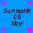 Blue background with repeated text and heart symbols in purple and pink hues, arranged in a pattern
