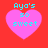 Four identical pink hearts on red background with cyan text reading "Aya's so sweet" in pixelated font.
