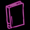 Two pink neon-style book outlines on black background, one static left side, one right side with motion blur effect.