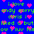 Blue background with green pixelated text and pink heart symbols scattered throughout.