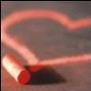 A blurry static image of a red and white cylindrical object with a curved pinkish-red line against a muted gray background.