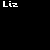 Animated sequence of pink hearts ascending from the text 'Liz' on a black background, with varying heart counts and positions across frames.