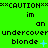 Green background with repeated text and symbols; three of 'im an undercover blonde' text with varying symbols and animation changes