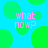 Pixelated blue background with green circles and pink text reading 'what now?' in four locations.