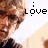 repeated pixelated images showing a person with brown hair and light skin, each paired with the text 'love' above and below in black font