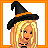 A 4x3 contact sheet of pixel art Halloween-themed animated frames featuring a blonde witch character in various poses and outfits with "Boo!" text elements.