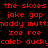 Red pixelated text on black background with white rectangular highlights over specific words across multiple repeated