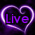 A four- displays pixelated text and heart symbols in purple, pink, and black tones