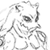 Static grayscale pixel art of a stylized character face with abstract flowing lines, rendered in low resolution on a white background.