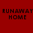 Four identical display 'RUNAWAY HOME' text in black pixelated font on red backgrounds with varying shades
