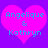 Two identical pink hearts on purple background with blue text reading "Angelique & Kathryn" inside each heart.