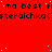 Red background with repeated black text 'ma best fi' and 'steraichka' in pixelated font, scattered white dots, gray rectangle at bottom right.