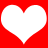 Two white heart shapes on a solid red background, side-by-side with no visible animation changes.