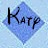Two side-by-side animated frames of a buddy icon featuring the text 'Karp' on blue diamond shapes against a light blue background.