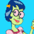 Animated contact sheet of a green-skinned cartoon character with blue hair and pink dress across multiple frames showing different poses against yellow and blue backgrounds with repeated red text "MINDY".