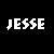 pixelated images featuring the name 'JESSE' in different styles and a person in white clothing with various poses and effects