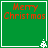 Green square with red 'Merry Christmas' text and white border; four identical each contain a small white pixelated tree in the bottom-right corner