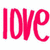 Two identical red 'love' text icons on white backgrounds with one gray visible
