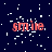 Dark blue background with white pixelated confetti; five instances of red text reading 'smile' in varying states of distortion.