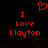 Red pixelated text and heart symbol on black background, with two identical side-by-side layouts of 'I Love Klayton' beneath the heart.