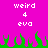 Pixelated image with bright pink background, green grass-like shapes at bottom, and white text reading 'weird 4 evo' in two identical vertical