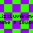 Animated pattern of green and purple diamond shapes with repeating text overlays in pixelated font.