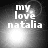 Four grayscale display 'my love natalia' text with varying light effects and lens flares