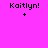 Pixelated text 'Kaitlyn!' with plus signs on a bright pink background, with white rectangular overlays shifting position across frames.