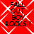 Red background with white diamond pattern and black text reading "FALL OUT BOY ROCKS!!!" in four identical quadrants