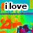 Pixelated image with text fragments 'ilove', 'my', and 'fam[ily]' over a colorful abstract background of green, blue, orange, and purple shapes.
