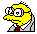 Yellow cartoon character with glasses, white lab coat, red tie; gray background; six pixelated frames showing head turning left to right.