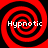 Four red and black spiral patterns arranged in a with white text reading "Hypnotic" on each spiral