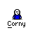 Pixelated character in blue shirt with white face and black eyes, shown across with changing speech bubbles and poses