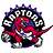 Pixelated circular icon with purple spiky border, black-and-white checkered background, and central red-purple figure holding a long object.