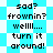 Pixelated text on a blue and white checkered background with alternating patterns of solid squares and diamond shapes.